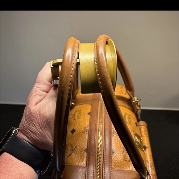 Authentic MCM Cognac Boston Leather Satchel Handbag - Picture 5 of 15